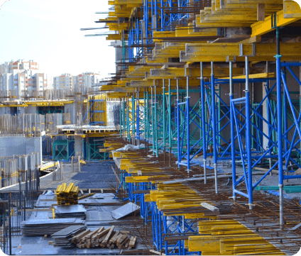 Crane lifting steel beams